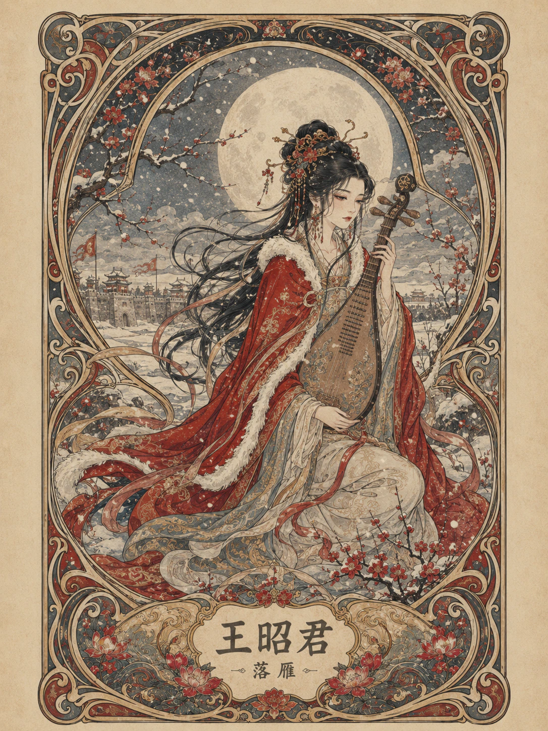 东方四美·穆夏风插画设计 项目预览